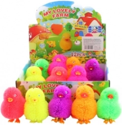 Poussin hirsute lumineux – jouet en caoutchouc clignotant