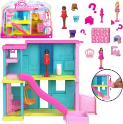 mattel mini barbie land maison avec poupée, animal de compagnie et accessoires