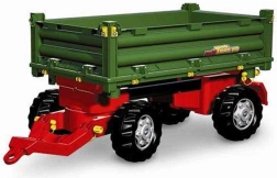 Remorque basculante verte à deux essieux pour tracteurs à pédales Rolly Toys