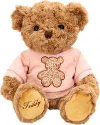 Ours en peluche brun 30 cm avec t-shirt rose