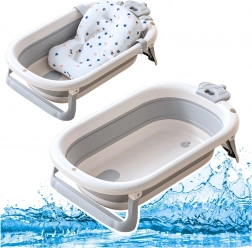 Baignoire pliante pour bébés avec matelas et thermomètre gris