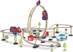 Circuit de train avec looping, locomotive électrique, 55 × 52 × 36,5 cm