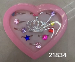 Bagues avec pierres et couronne - ensemble de 11 pièces