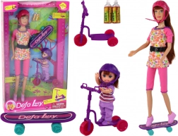 Set de poupées Defa Lucy avec casque rose, trottinette et skateboard