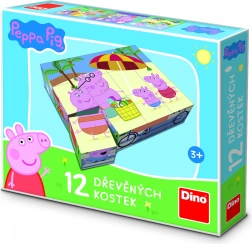 Dino cubes d’images en bois Peppa Pig – 12 cubes