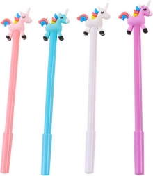 stylo bille avec licorne en gomme, recharge noire 0,5 mm – assortiment de couleurs