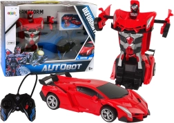 Voiture-robot télécommandée transformable, rouge