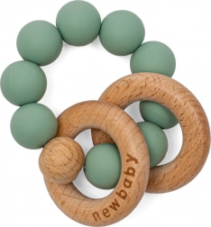 Anneau de dentition avec billes en silicone vert New Baby