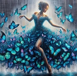 Peinture diamant danseuse avec papillons 30 × 40 cm
