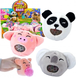 Gniotek en peluche à presser avec billes de gel – koala, panda, petit cochon 6 cm