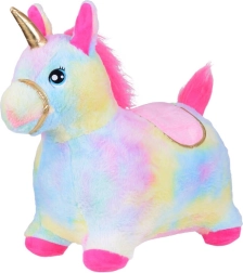 Licorne sauteur gonflable avec housse en peluche et pompe