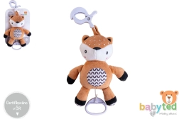 Faon en peluche à remontoir avec mélodie et clip pour poussette et lit 30 cm