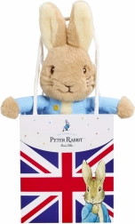 Lapin Pierre en peluche dans un sac cadeau Union Jack
