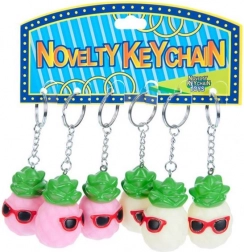 Porte-clés lumineux ananas avec lunettes de soleil