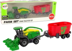 Moissonneuse-batteuse avec remorque – machine agricole vert-rouge, jouet en plastique