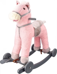 Cheval à bascule rose avec roues