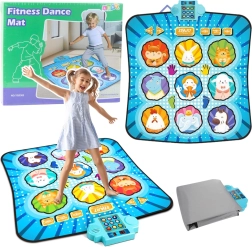 Tapis musical de danse interactif avec animaux et LED – bleu