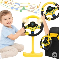 Volant interactif pour enfants Woopie avec lumières jaune - 1 pièce