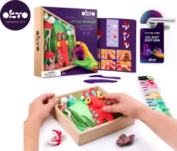 okto modelage – petit monde dans un cadre lutin 21 × 21 cm