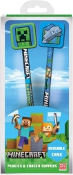 Set de crayons MINECRAFT avec toppers, 2 pièces