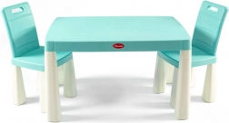 Table d’enfant en plastique avec chaises bleu-blanc DOLONI