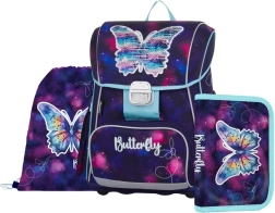 Ensemble scolaire 3 pcs Premium Papillon – cartable, sac et trousse