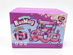 Circuit magnétique rose à billes avec train, 126 pièces