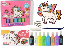 ensemble d’autocollants pour vitres Licorne DIY 8 couleurs avec paillettes