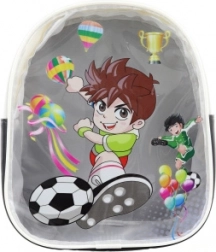 Sac à dos pour enfants avec motif de footballeur, partie avant transparente