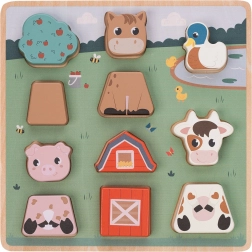 Puzzle d’encastrement en bois animaux de la ferme, 11 pièces – FREE2PLAY