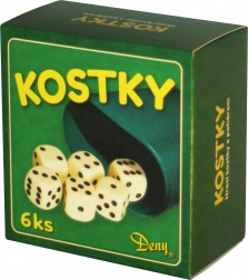 Dés de jeu blancs avec gobelet, 6 pcs