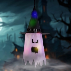 Décoration LED suspendue d’Halloween en forme de fantôme rose