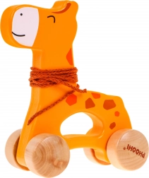 Girafe en bois à tirer sur roulettes pour enfants dès 12 mois