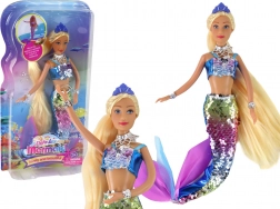 Poupée sirène avec de longs cheveux blonds et une queue écailleuse