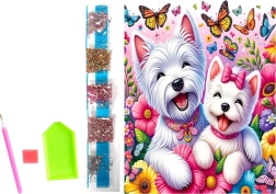 Peinture diamant sur toile Chiens joyeux 23 × 30 cm