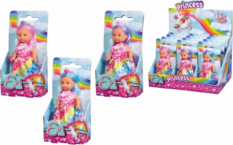 Poupée Evi Love princesse arc-en-ciel aux cheveux colorés - 1 pièce