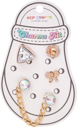 Ensemble d’accessoires décoratifs pour pantoufles : cristal triangulaire et chaîne dorée - 1 pièce