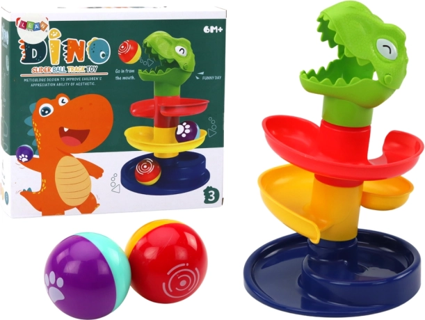 Toboggan éducatif pour billes Dinosaure vert