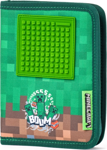 Pixie Crew & Minecraft – trousse scolaire à un compartiment avec panneau pixelisé