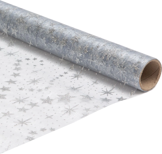 Chemin de table de Noël gris argenté 180 × 28 cm
