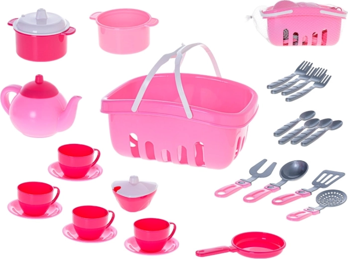 Set de cuisine pour enfants avec panier, ensemble de 26 pièces