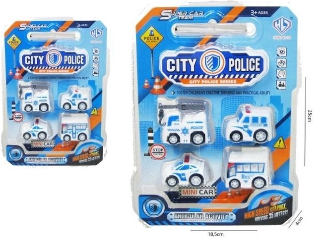 Set de petites voitures de police 5 cm (4 pcs)