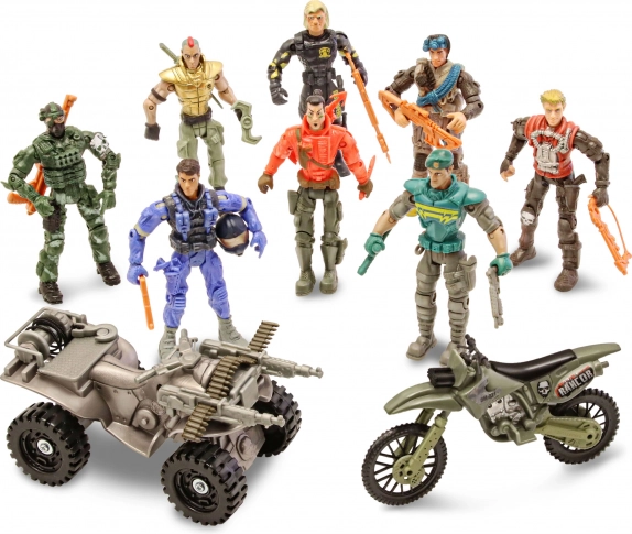 The Corps soldats avec moto – set de 8 figurines 11 cm