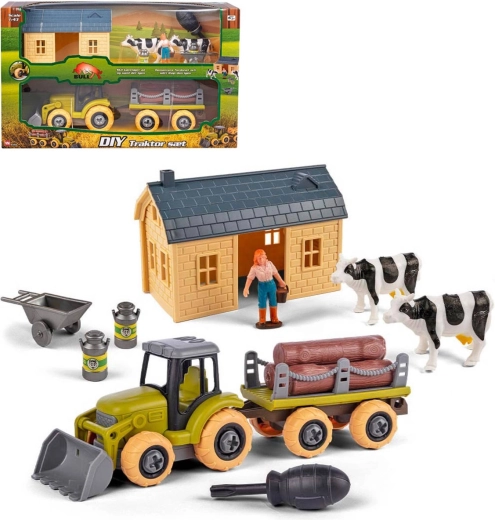 Set de montage ферmier – tracteur à visser avec remorque et accessoires