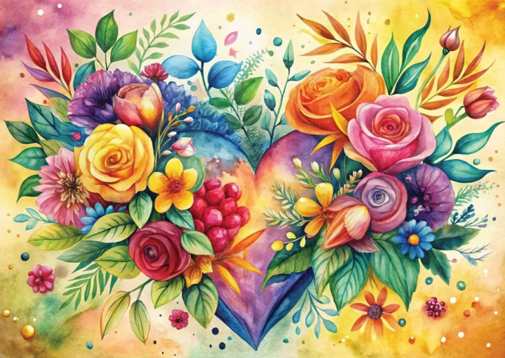 Puzzle cœur floral 1000 pièces