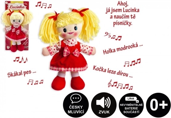 Poupée de chiffon Lucinka 30 cm chantant en tchèque