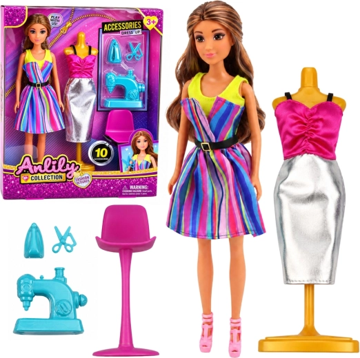 Anlily styliste – poupée avec machine à coudre et mannequin de couture 30 cm