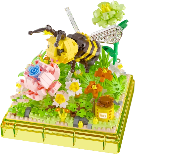 Scène détaillée avec une abeille et des fleurs