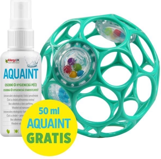 Hochet OBALL Rattle 10 cm (turquoise foncé) + eau nettoyante AQUAINT 50 ml
