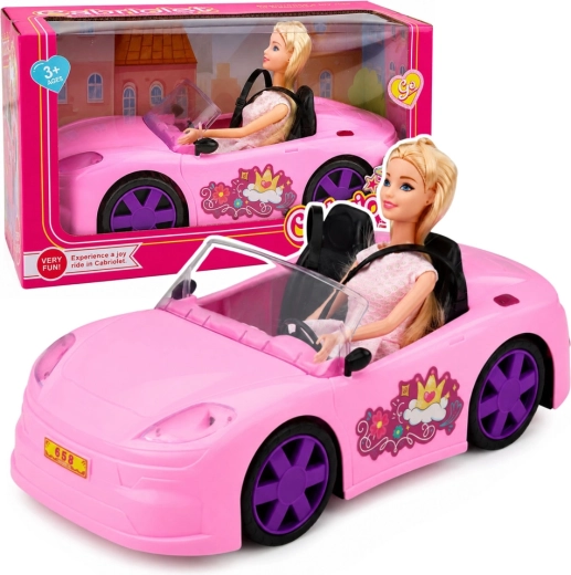 Poupée Bella dans un cabriolet rose